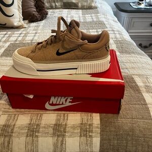 Nike Court Legacy Lift Sneakers in tan and black